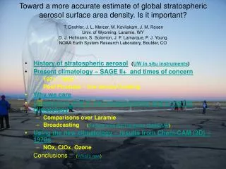 History of stratospheric aerosol ( UW in situ instruments )