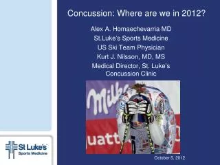 Concussion: Where are we in 2012?