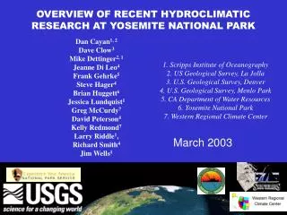 OVERVIEW OF RECENT HYDROCLIMATIC RESEARCH AT YOSEMITE NATIONAL PARK