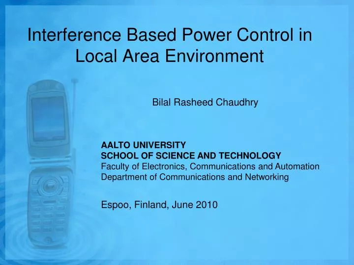 interference based power control in local area environment