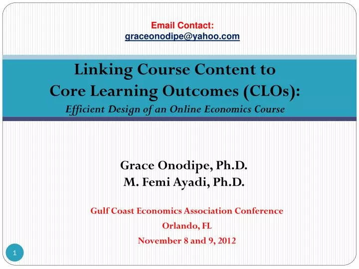 gulf coast economics association conference orlando fl november 8 and 9 2012