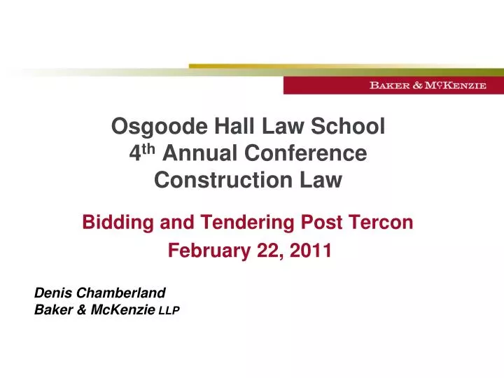 osgoode hall law school 4 th annual conference construction law
