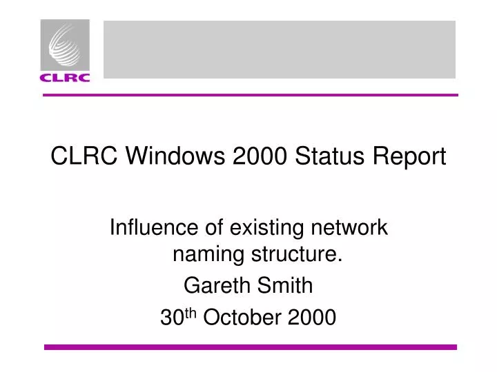 clrc windows 2000 status report