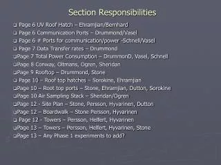 Section Responsibilities