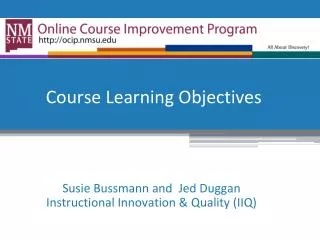 Course Learning Objectives