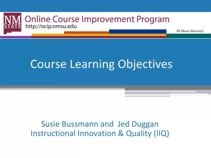 course learning objectives