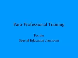 Para-Professional Training