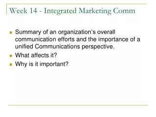Week 14 - Integrated Marketing Comm