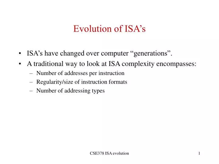 evolution of isa s