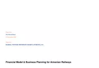 Financial Model &amp; Business Planning for Armenian Railways