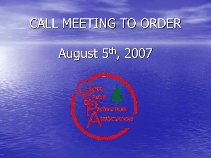 call meeting to order