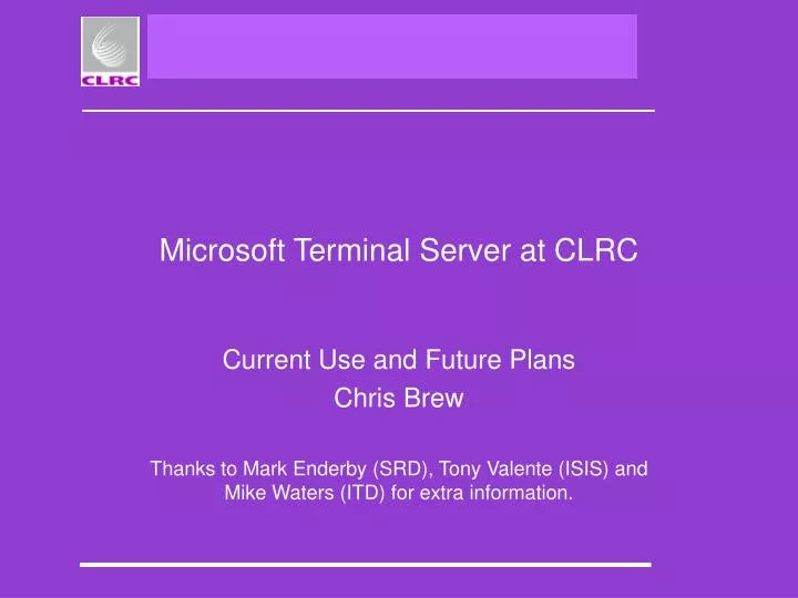 microsoft terminal server at clrc
