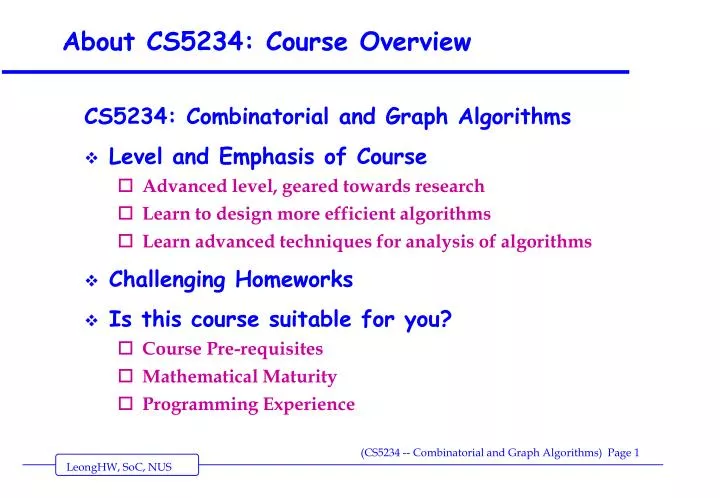 about cs5234 course overview