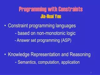 Programming with Constraints Jia-Huai You