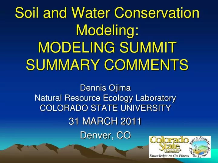 soil and water conservation modeling modeling summit summary comments