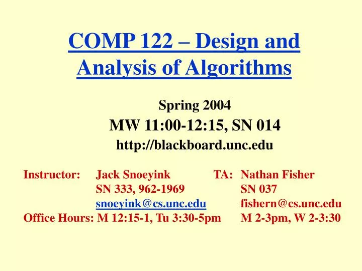 comp 122 design and analysis of algorithms