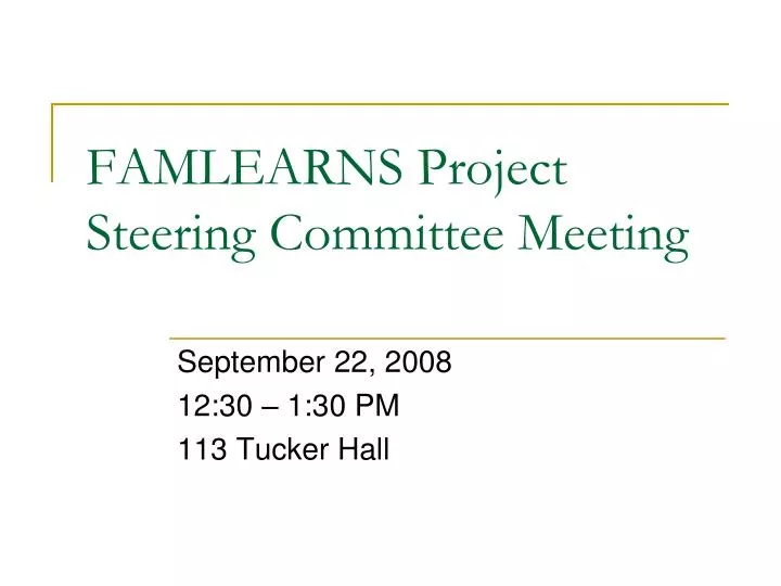 famlearns project steering committee meeting