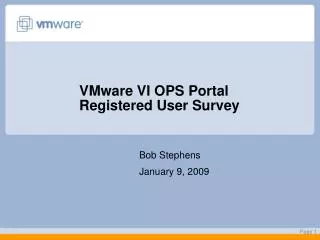VMware VI OPS Portal Registered User Survey