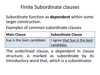 Finite Subordinate clauses