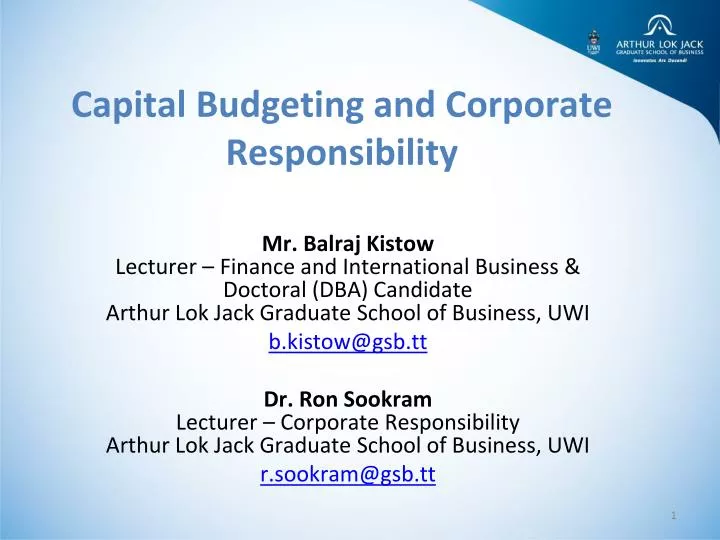 capital budgeting and corporate responsibility