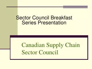 Canadian Supply Chain Sector Council