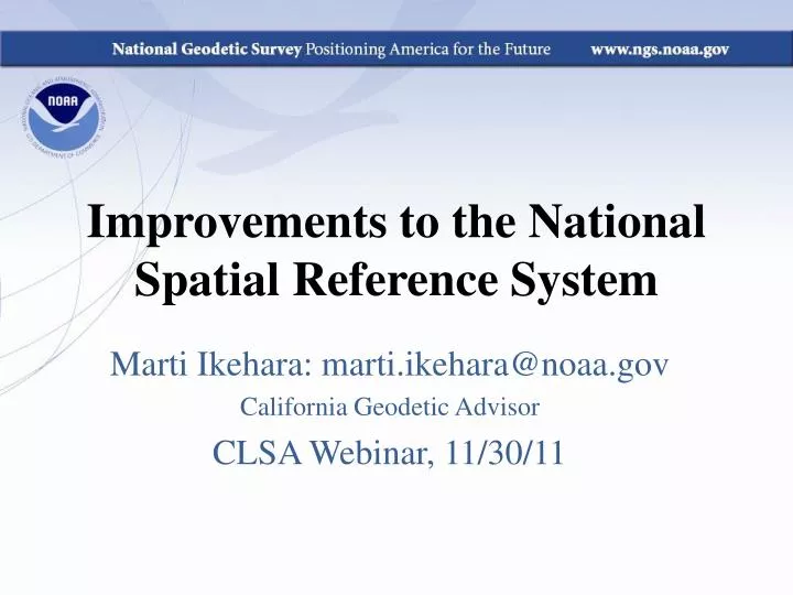 improvements to the national spatial reference system