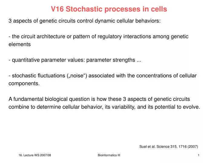 v16 stochastic processes in cells
