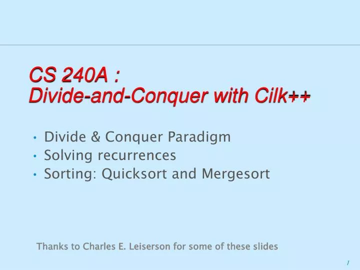 cs 240a divide and conquer with cilk