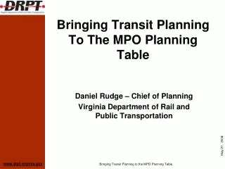 Bringing Transit Planning To The MPO Planning Table
