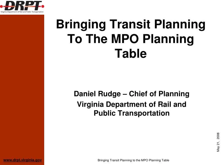bringing transit planning to the mpo planning table