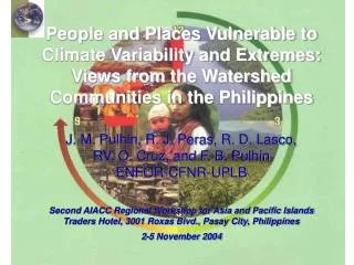 People and Places Vulnerable to Climate Variability and Extremes: