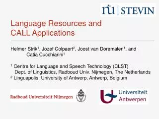 Language Resources and CALL