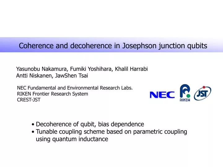 coherence and decoherence in josephson junction qubits