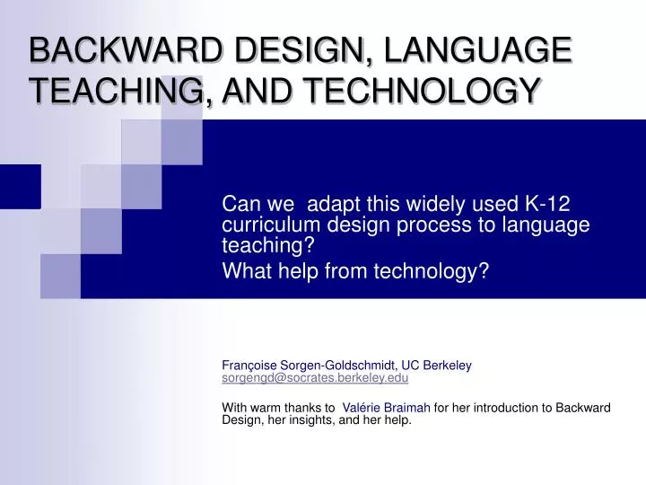 backward design language teaching a nd technology