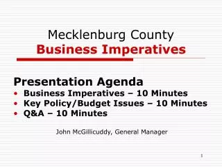 Mecklenburg County Business Imperatives