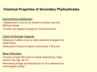 Chemical Properties of Secondary Phyllosilicates