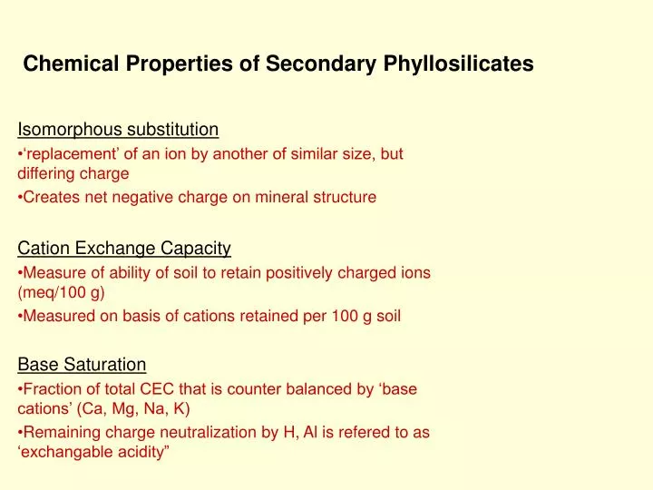chemical properties of secondary phyllosilicates