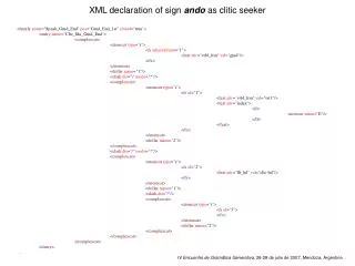 XML declaration of sign ando as clitic seeker