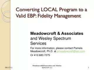 Converting LOCAL Program to a Valid EBP: Fidelity Management