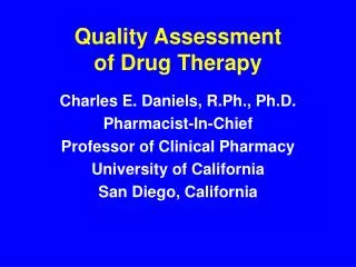 Quality Assessment of Drug Therapy