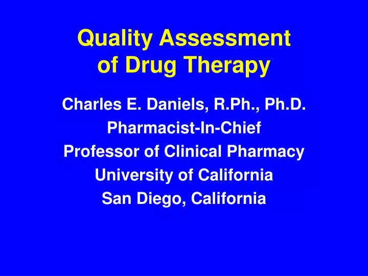 quality assessment of drug therapy