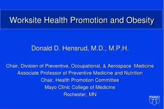 Worksite Health Promotion and Obesity