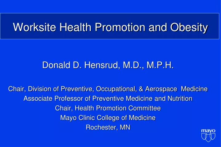 worksite health promotion and obesity