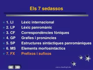 els 7 sedassos
