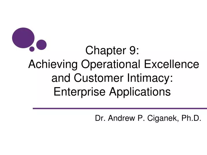 chapter 9 achieving operational excellence and customer intimacy enterprise applications