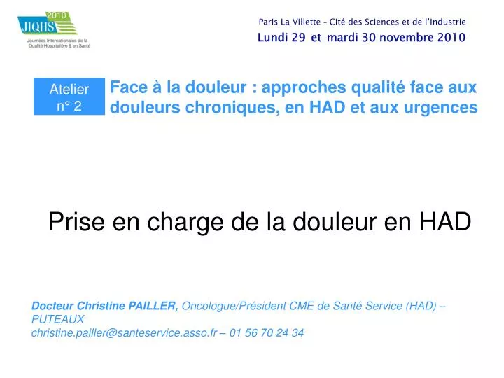 prise en charge de la douleur en had