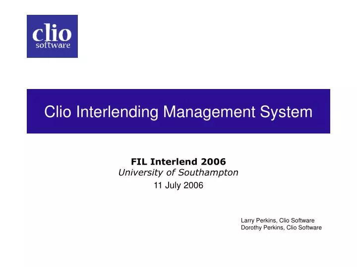clio interlending management system