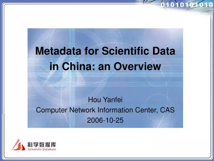 metadata for scientific data in china an overview