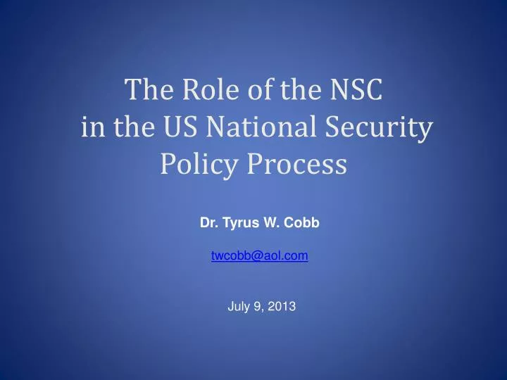 the role of the nsc in the us national security policy process