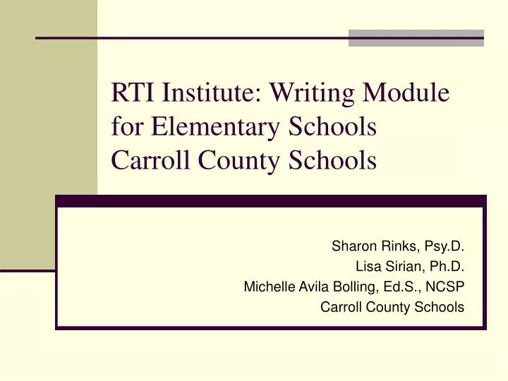 rti institute writing module for elementary schools carroll county schools